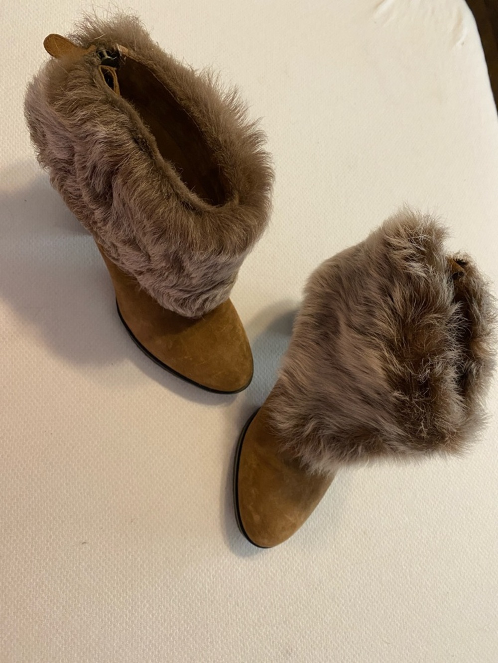 Johnston & Murphy Suede Ankle Boots - brown suede and Sherling trim